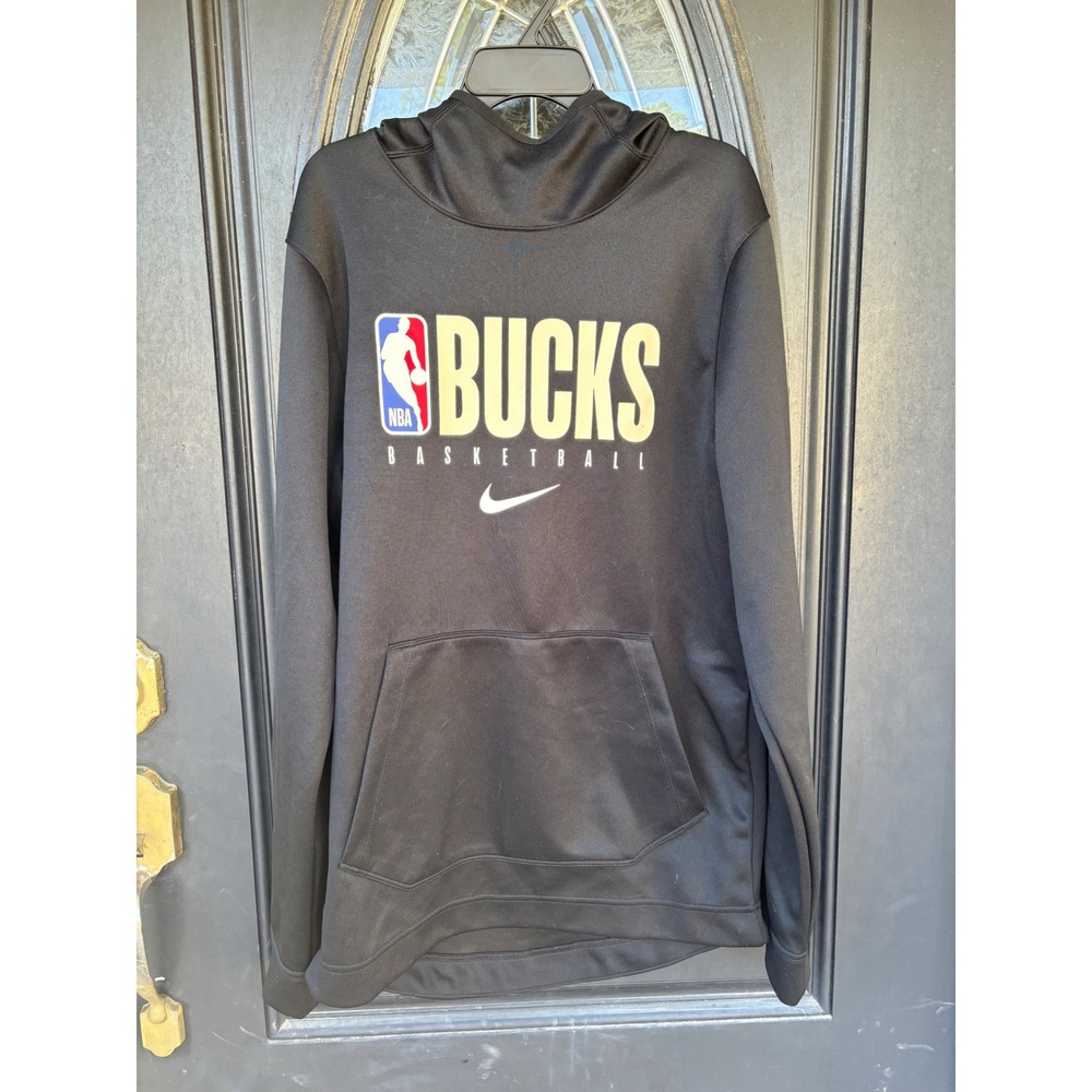 Nike NBA Milwaukee Bucks Dri-FIT Basketball Hoodie Black Mens‎ Small Pullover